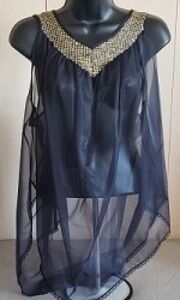 2PC METALLIC COLLAR SHEER BABY DOLL.SS